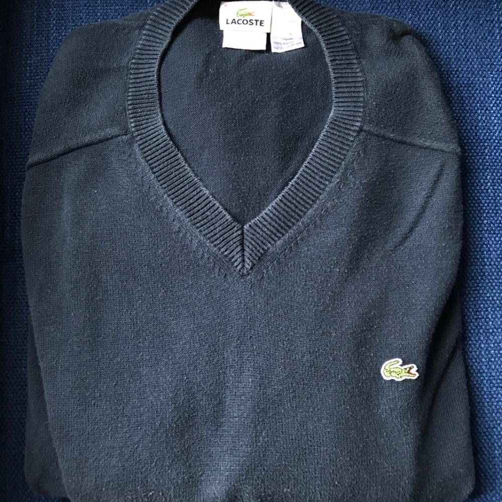 Lacoste Men's Navy Blue V-Neck Sweater